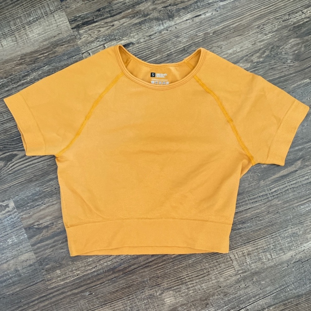 Shein yellow cropped workout top